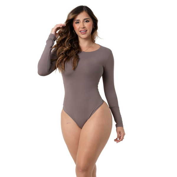 Salome TD03L5 Long Sleeve Bodysuit | Thong Cut Microfiber Top for Women - Cata1og.com
