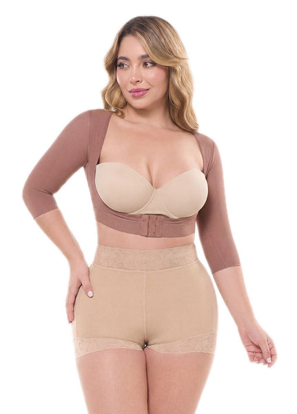 Fajas Salome 328-C | Post-Surgical Arm Sleeves | Post-op Vest for Recovery Wear Cocoa
