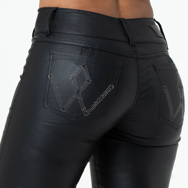 LOWLA 244112 | Faux Leather Mid Rise Jeans for Women