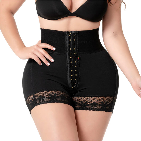 Fajas Salome 07L5 | Butt Lifting Shapewear Shorts with Elastic Waistband and Front Hooks - Cata1og.com