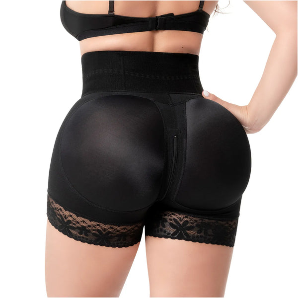 Fajas Salome 07L5 | Butt Lifting Shapewear Shorts with Elastic Waistband and Front Hooks - Cata1og.com