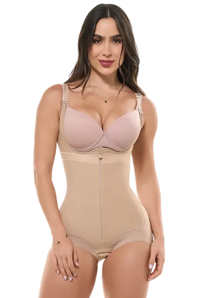 Fajas Salome 0413| Butt Lifter Tummy Control Shapewear for Women | Open Bust Hiphugger Bodysuit | Powernet