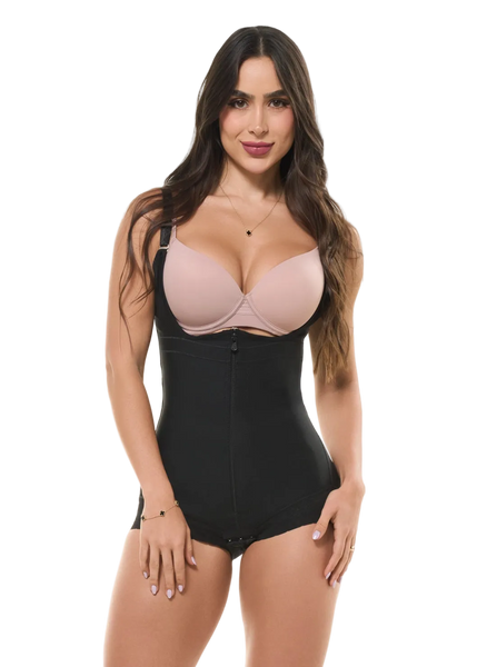 Fajas Salome 0413| Butt Lifter Tummy Control Shapewear for Women | Open Bust Hiphugger Bodysuit | Powernet