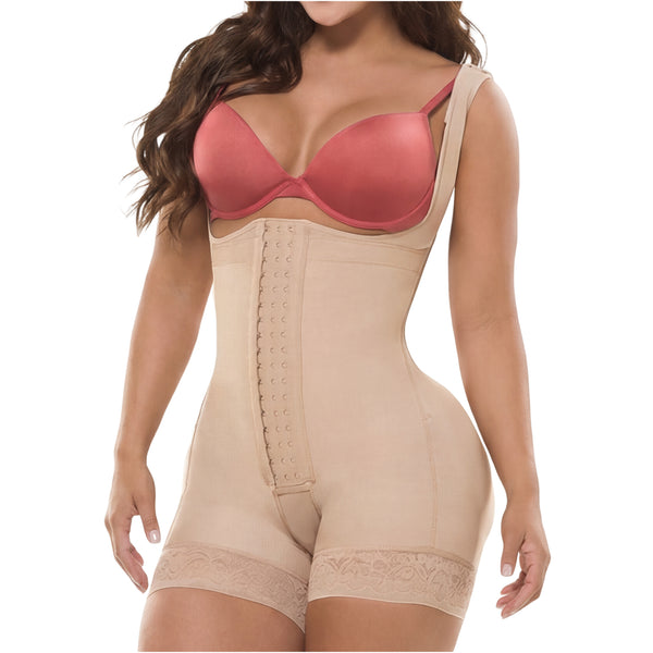 Salome 233-CCB | Mid-Thigh Body Shaper Faja w/ Inner Butt Lifter and Waist Shaper - Cata1og.com