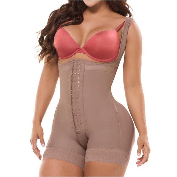 Salome 233-CCB | Mid-Thigh Body Shaper Faja w/ Inner Butt Lifter and Waist Shaper - Cata1og.com