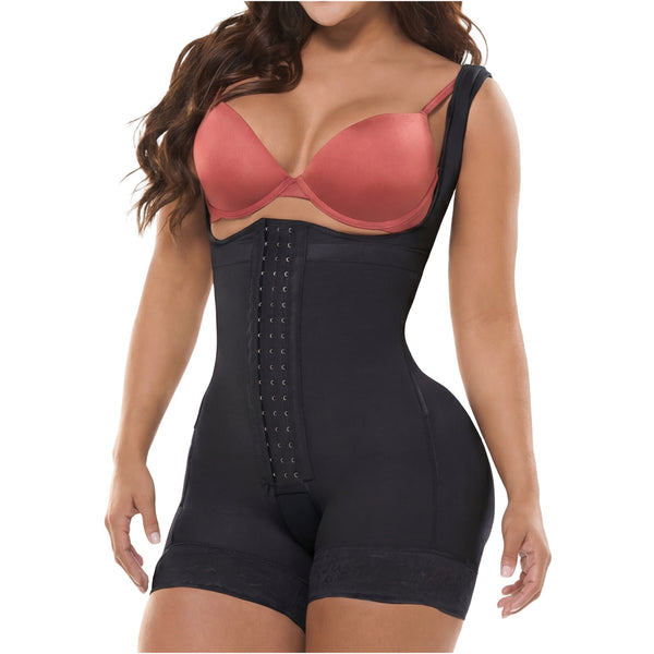 Salome 233-CCB | Mid-Thigh Body Shaper Faja w/ Inner Butt Lifter and Waist Shaper - Cata1og.com