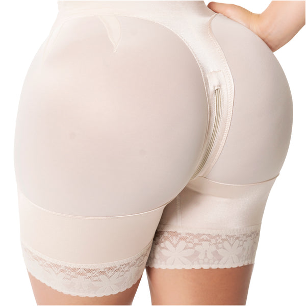 Fajas Salome 6411 Stage 2 Post-Op Faja | Adjustable 3-Row Hook Shaper | Mid-Thigh Hourglass Contouring