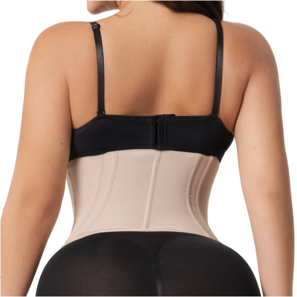 Fajas Salome 6414 Hourglass Waist Cincher | 15-Bone High Compression Faja | Abdominal Smoothing Zipper Corset