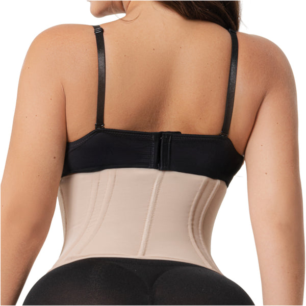 Fajas Salome 6414 Hourglass Waist Cincher | 15-Bone High Compression Faja | Abdominal Smoothing Zipper Corset