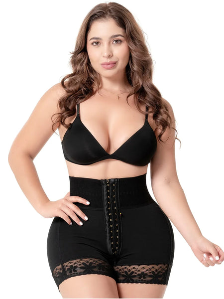 Fajas Salome 07L5 | Butt Lifting Shapewear Shorts with Elastic Waistband and Front Hooks