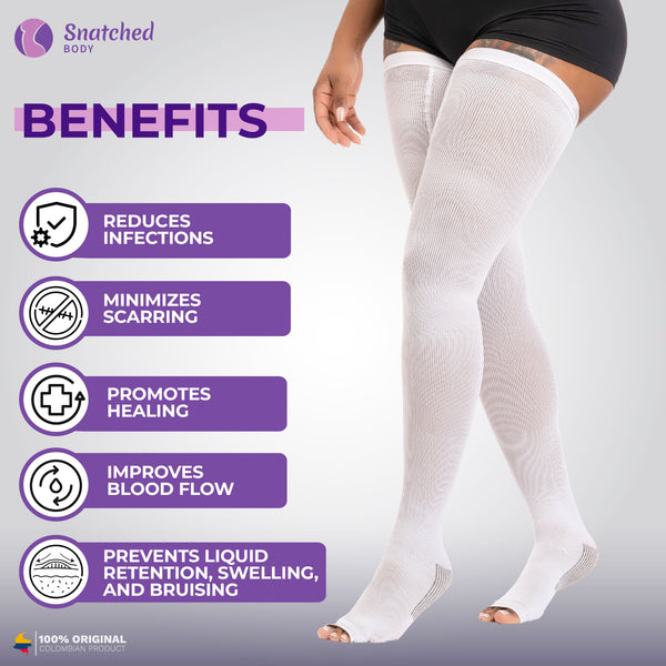 Snatched Body MEDIAANTIEMBÓLICA Anti Embolism Compression Stockings Post Surgery Socks Over the Knees