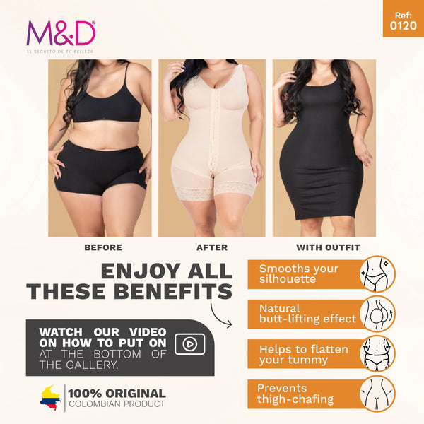 Fajas MYD 0120 Women's Full Bodysuit Body Shaper with Bra / Powernet