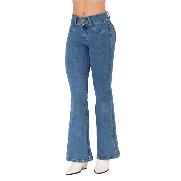LOWLA 212357 Bum Lift Flare Colombian Jeans with Removable Pads