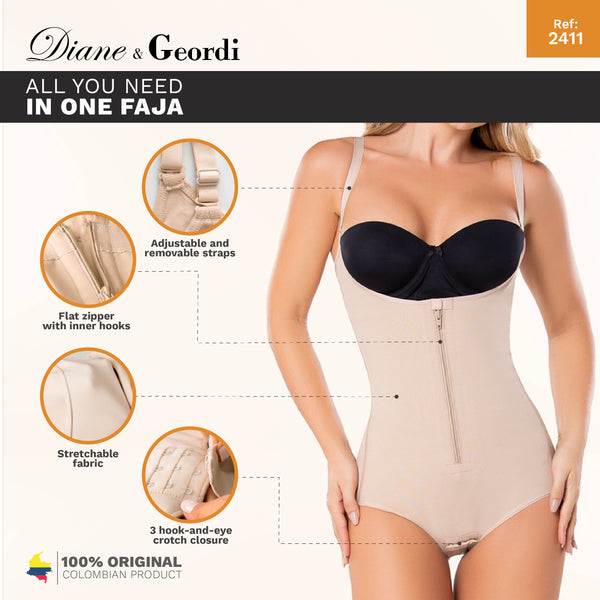 Diane & Geordi 2411 | Women's Tummy Control Butt Lifting Bodysuit | Postpartum Colombian Girdle | Fajas Colombianas | Powernet