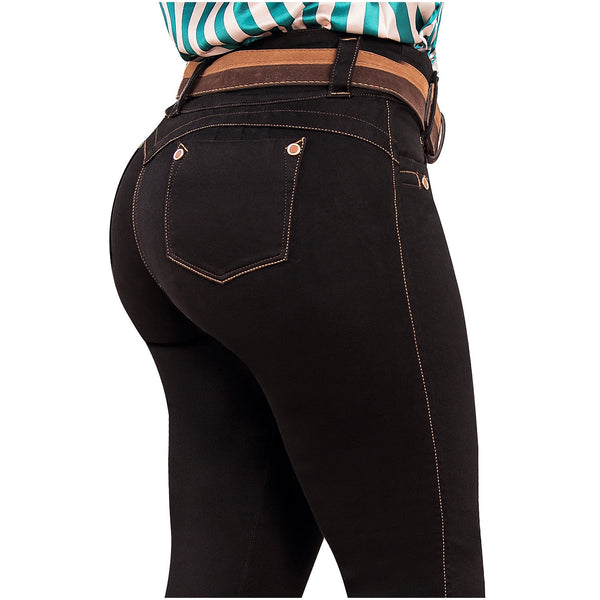 DRAXY 1478 | Colombian Jeans Butt Lifter for Women | Denim with Belt High-Waisted