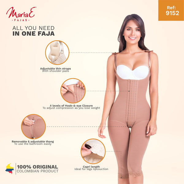 Fajas MariaE 9152 | Postoperative Women's Shapewear with Shoulder Pads | Daily and Postsurgical Use | Powernet - Cata1og.com