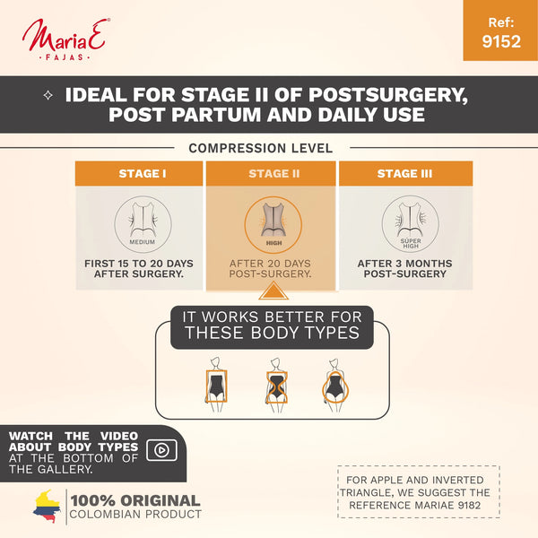 Fajas MariaE 9152 | Postoperative Women's Shapewear with Shoulder Pads | Daily and Postsurgical Use | Powernet - Cata1og.com