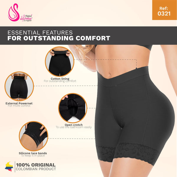 Fajas Salome 0321 | High Waist Compression Slimmer Butt Lifter Shapewear Shorts | Powernet