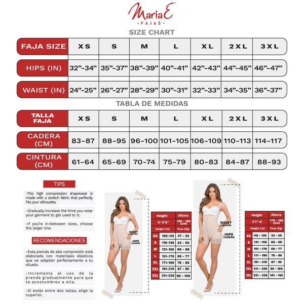 Fajas MariaE 9442 | Capri Full Body Shaper for Women | Butt Lifter & Tummy Control Post Surgery Girdle